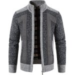 Gilet zipp� homme chaud doubl� polaire cardigan en tricot epais manches longues automne hiver