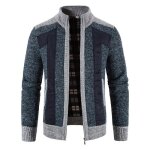Gilet zippé homme chaud doublé polaire cardigan en tricot epais manches longues automne hiver - bleu Gilet zippé homme chaud doublé polaire cardigan en tricot epais manches longues automne hiver - bleu