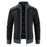 Gilet zippé homme chaud doublé polaire cardigan en tricot epais manches longues automne hiver - bleu ... Gilet zippé homme chaud doublé polaire cardigan en tricot epais manches longues automne hiver - bleu ...