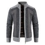 Gilet zipp homme chaud doubl polaire cardigan en tricot epais manches longues automne hiver - gris ...
