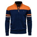 Gilet zippé homme chaud en tricot automne hiver cardigan epais col montant confortable couleur contraste ... Gilet zippé homme chaud en tricot automne hiver cardigan epais col montant confortable couleur contraste ...
