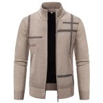 Gilet zipp homme chaud en tricot doubl polaire col montant cardigan epais confortable automne hiver ...