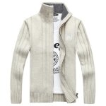 Gilet zippé homme col montant casual sweater - blanc Gilet zippé homme col montant casual sweater - blanc