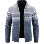 Gilet zippé homme hiver doublée polaire cardigan chaud epais imprimé col montant manches longues - gris ... Gilet zippé homme hiver doublée polaire cardigan chaud epais imprimé col montant manches longues - gris ...