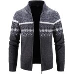 Gilet zippé homme hiver doublée polaire cardigan chaud epais imprimé col montant manches longues - gris ... Gilet zippé homme hiver doublée polaire cardigan chaud epais imprimé col montant manches longues - gris ...