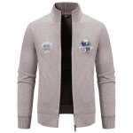 Gilet zipp homme hiver en tricot doubl polaire col montant cardigan chaud epais imprime confortable ...