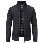 Gilet zippé homme en tricot automne hiver doublé polaire cardigan chaud epais col montant couleur contraste ... Gilet zippé homme en tricot automne hiver doublé polaire cardigan chaud epais col montant couleur contraste ...