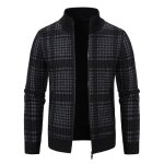 Gilet zipp homme en tricot chaud doubl polaire casual cardigan carreaux epais col montant confortable ...