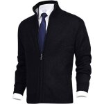 Gilet zippe homme en tricot col montant automne hiver casual cardigant manches longues couleur unie