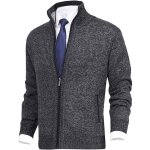 Gilet zippe homme en tricot col montant automne hiver casual cardigant manches longues couleur unie - ...