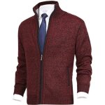 Gilet zippe homme en tricot col montant automne hiver casual cardigant manches longues couleur unie - ... Gilet zippe homme en tricot col montant automne hiver casual cardigant manches longues couleur unie - ...