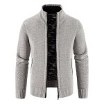 Gilet zippé homme en tricot col montant doublé polaire cardigan chaud epais couleur unie automne hiver ... Gilet zippé homme en tricot col montant doublé polaire cardigan chaud epais couleur unie automne hiver ...