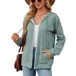 Gilet zippe en tricot femme  capuche casual cardigan manches longues avec poches couleur unie
