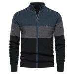 Gilet zippé en tricot homme chaud automne hiver cardigan epais col montant confortable couleur contraste ... Gilet zippé en tricot homme chaud automne hiver cardigan epais col montant confortable couleur contraste ...