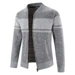 Gilet zippé en tricot homme chaud doublé polaire cardigan epais col officier manches longues pour automne ... Gilet zippé en tricot homme chaud doublé polaire cardigan epais col officier manches longues pour automne ...