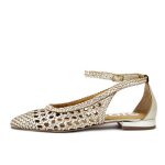Gioseppo ballerines femme cuir tress� or platine � bride cheville semelle anti - d�rapante