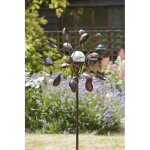 Girouette sur pied avec globe lumineux solaire verre craquelé Girouette sur pied avec globe lumineux solaire verre craquelé