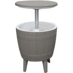 Glaci�re table dappoint pour jardin en r�sine cosmopolitan beige gardiun 37 l 485x485x57 / 82 cm 3 en ...