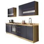 Glam ensemble meubles de cuisine 7 �l�ments 260 cm bois bleu mat avec plan de travail