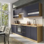 Glam ensemble meubles de cuisine 7 �l�ments 260 cm bois bleu mat sans plan de travail