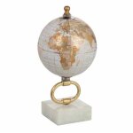 Globe sur pied en marbre mappemonde 20cm or Globe sur pied en marbre mappemonde 20cm or