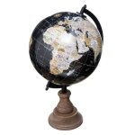 Globe terrestre déco base en bois 32cm noir Globe terrestre déco base en bois 32cm noir