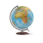 Globe terrestre lumineux - jpc - mdium - 30 cm - double cartographie - pied en bois