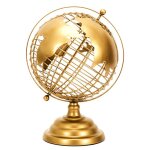 Globe terrestre en mtal dco monde 28cm or