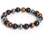Bracelet - gobro - oeil de tigre - h�matite - obsidienne noire - mixte