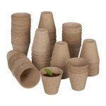 Relaxdays godets semis lot de 120 cellulose h x d 75 x 8 cm pots de jardinage ronds petit nature