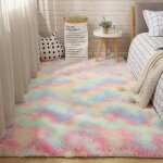 Gogoloving tapis de salon shaggy 120 x 160cm couleurs arc - en - ciel