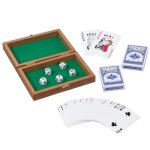 Coffret jeux de cartes et de d�s - goki - gollnest & kiesel - 5 d�s - 2 jeux de 54 cartes - bois