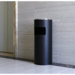 Goldcmn poubelle dint�rieur et dext�rieur sur pied avec cendrier + poubelle int�rieure de 30 litres (noir ...