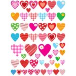 Gommettes pour enfant - assortiment c?urs - 2 planches - 108 pi�ces