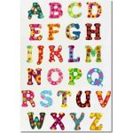 Gommettes illustres alphabet 2 planches 52 pices motif fleuris