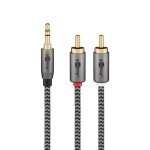 Goobay c�ble audio jack 3. 5 - 2 rca m�les gold nylon tress� 1 m�tre