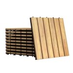 Goplus lot de 10 dalles 30 x 30cm dalles en bois d?acacia huil� r�sistant � la corrosion avec base en ...