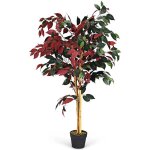 Goplus 120cm plante artificiellearbre ficus artificiel en potsimulation de ficus aux feuilles mixtes ...