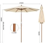 Goplus �27m parasol d�port� 8 baleines en bois avec manivelleparasol inclinable pour pare - soleilpour ...