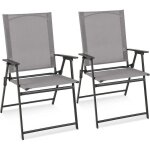 Goplus 2 chaises de jardin en textil�ne avec cadre m�talliquechaise pliante avec dossier haut - accoudoirschai ...