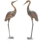 Goplus lot de 2 statues 85 - 86 cm de grue de jardin en m�tal d�coration ext�rieure sculpture d?oiseau ...