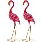 Goplus lot de 2 statues 89 cm de flamant rose de jardin en m�tal d�coration ext�rieure sculpture d?oiseau ...