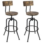 Goplus 2 tabourets pivotants de bar en m�tal vintage - hauteur r�glable 69 - 76cm charge 150kg - dossier&repos ...