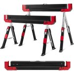 Goplus 2 x tr�teaux chevalet de sciage portable en acier r�glage en hauteur surface antid�rapante charge ...
