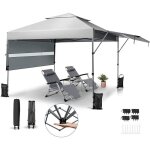 Goplus 235x235cm tonnelle pliable de jardin - hauteur r�glable � 3 niveaux - tente de reception avec ...