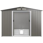 Abri de jardin en metal 536m� - goplus - 2 portes coulissantes et 4 fen�tres - base renforc�e avec barres ...