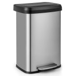 Goplus 50l poubelle � p�dale en acier inoxydable avec couvercle � fermeture doucecompartiment d�sodorisantanti ...