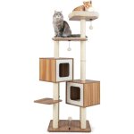 Goplus arbre � chat 163 cm en bois 6 niveaux avec plateformes condos coussins confortables poteaux en ...