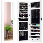 Goplus armoire � bijoux mural verrouillable avec miroir et lumi�re ledarmoire de rangement accroch�e ...