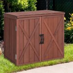 Goplus armoire de jardin � outils en bois de sapinavec portes � fermeture magn�tique et poign�e m�tallique77x5 ...